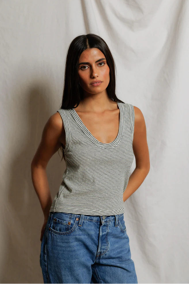 black and white striped tank