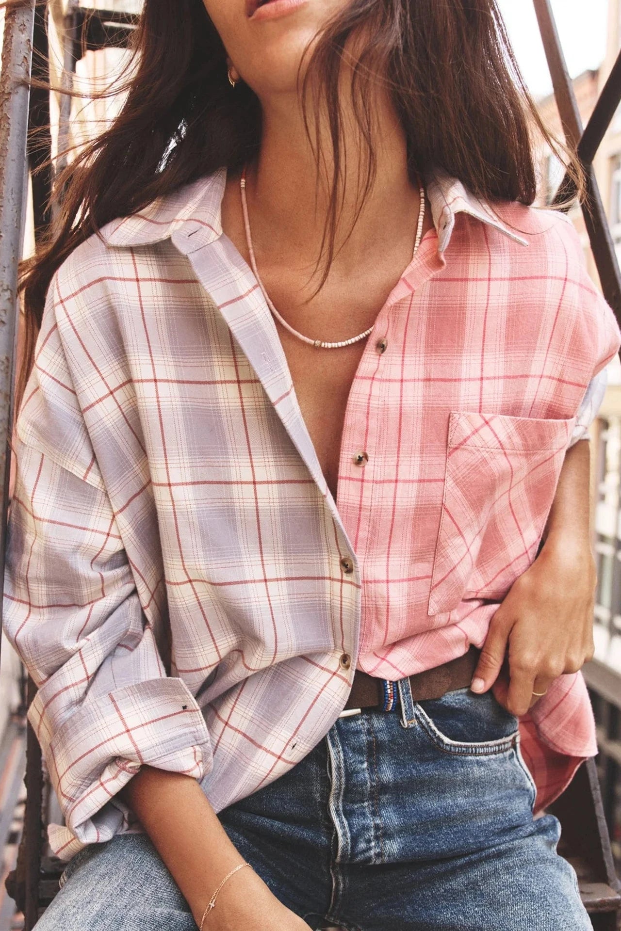 Xirena Purple and Pink Flannel Patchwork Shirt | Shop Eleanor - Women's Elevated Tops