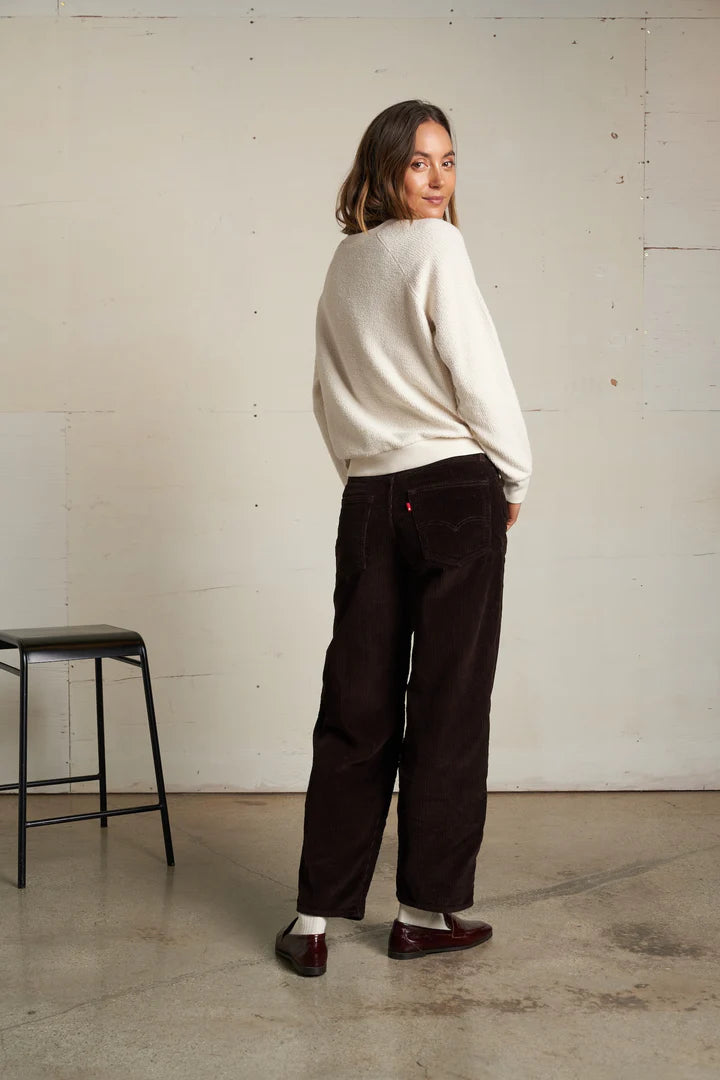 perfectwhitetee Zuri V-Neck Fleece Sweatshirt in Sugar | Shop Eleanor - Women's Elevated Basics