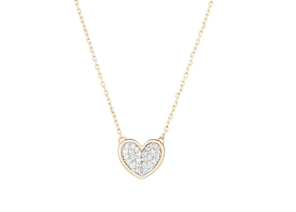 Tiny Pave Folded Heart Necklace