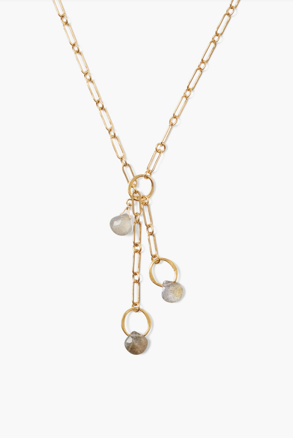 Labradorite Briolette Gold Necklace