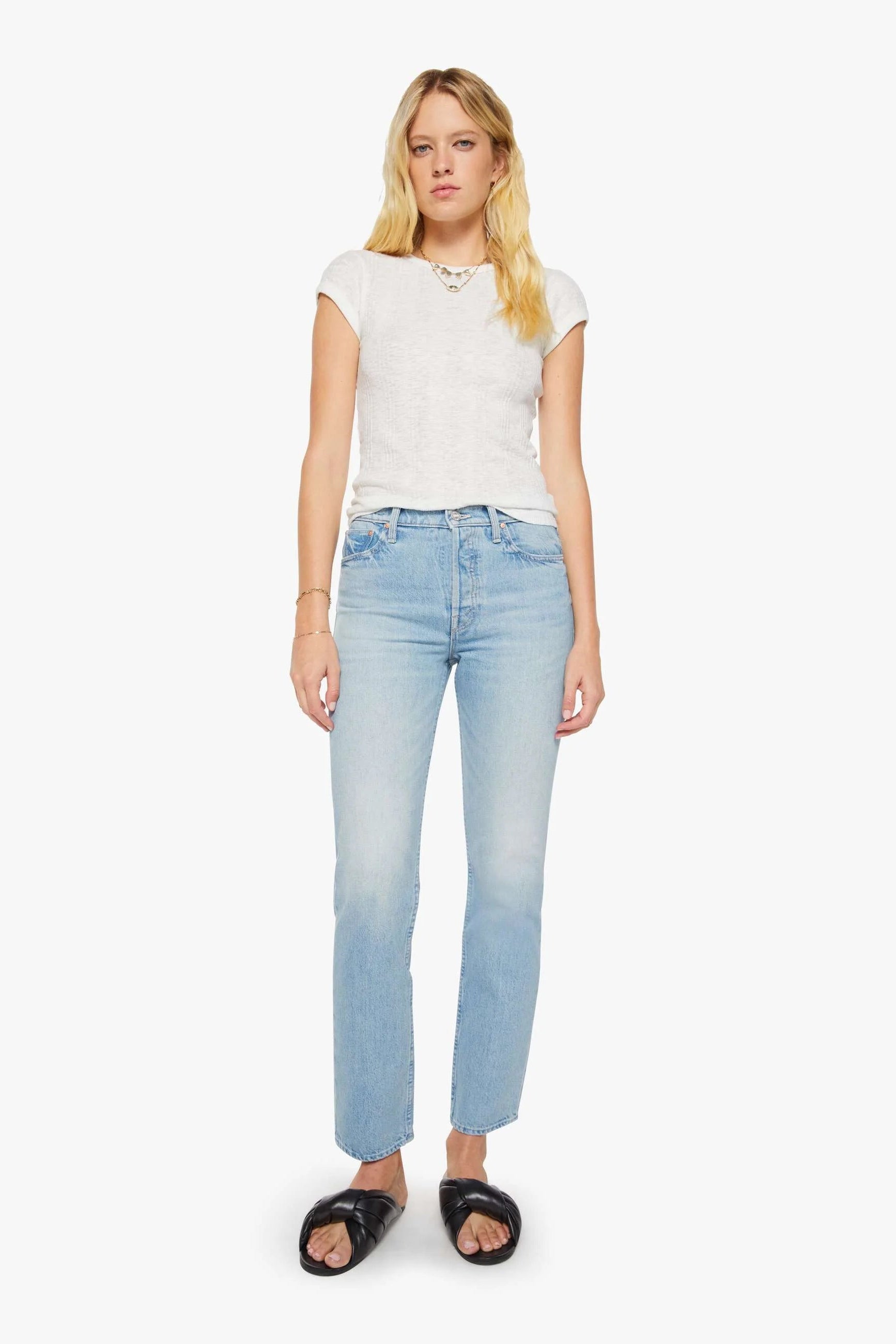 Mother Tom Skimp in Light blue wash denim | Shop Eleanor