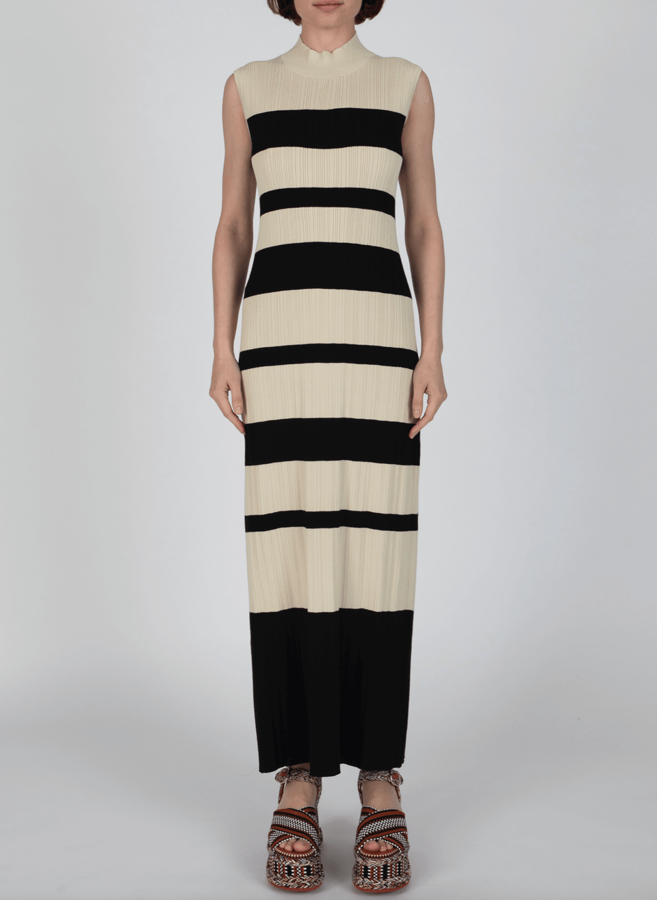 Viscose Varigated Striped Maxi Dress