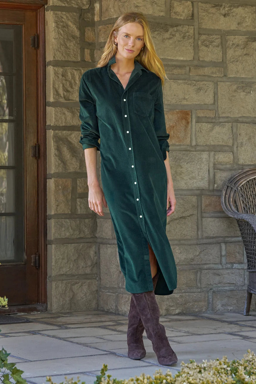 Frank & Eileen Rory Maxi Corduroy Dress in Peacock | Shop Eleanor