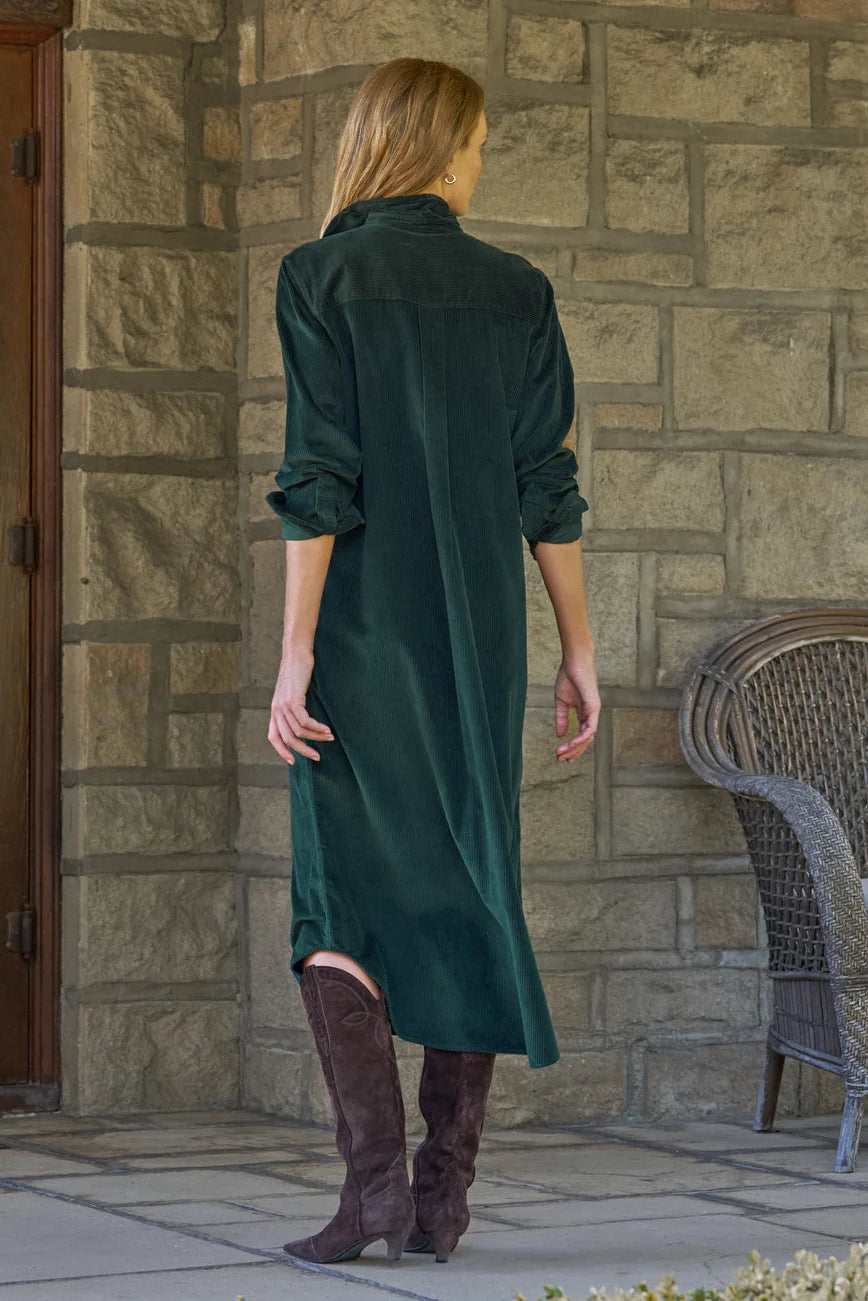 Frank & Eileen Rory Maxi Corduroy Dress in Peacock | Shop Eleanor