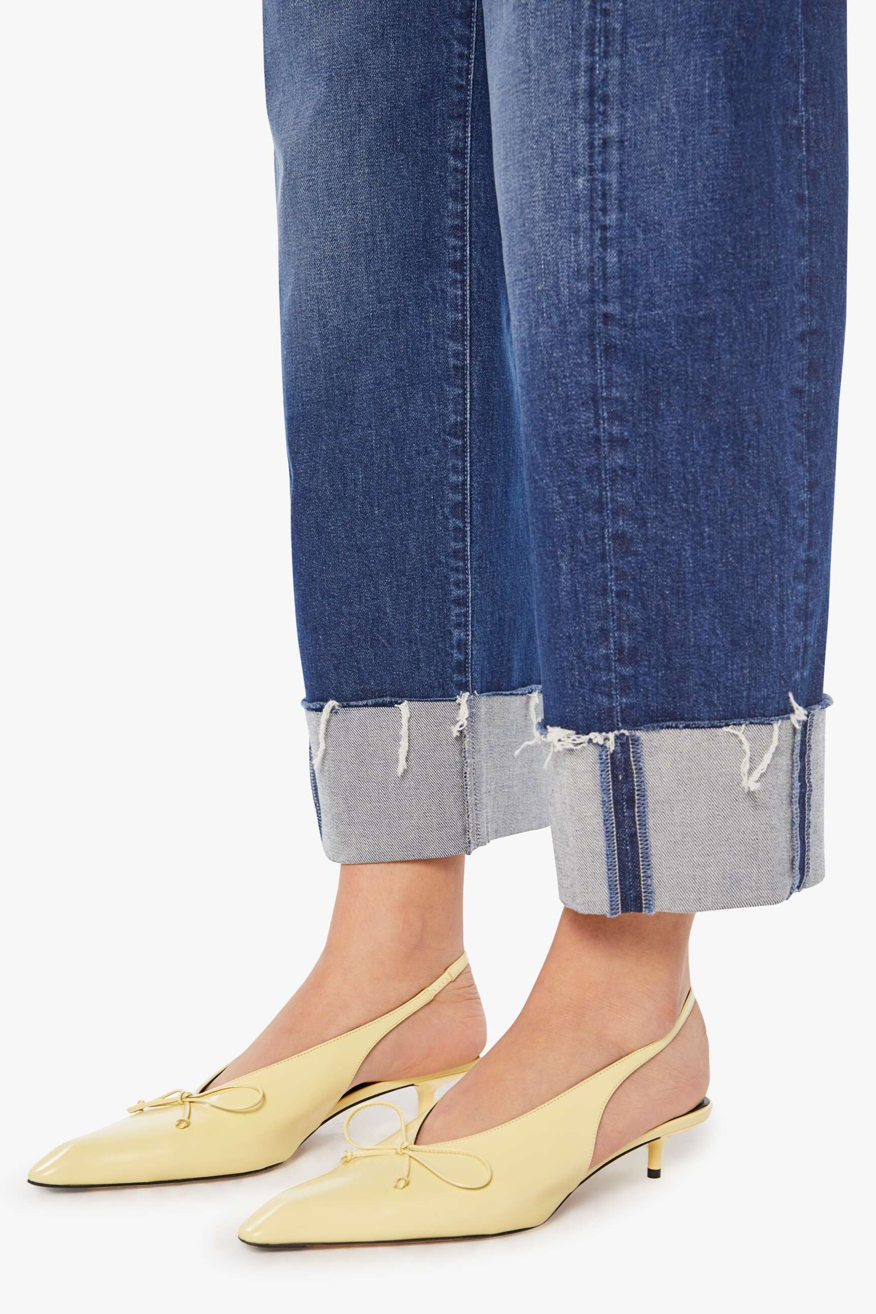 Mother Denim Half-Pipe Ankle Cuff Fray Curved Leg Denim Jean in Perfectly Imperfect | Shop Eleanor - Women's Elevated Clothing Boutique near Boulder