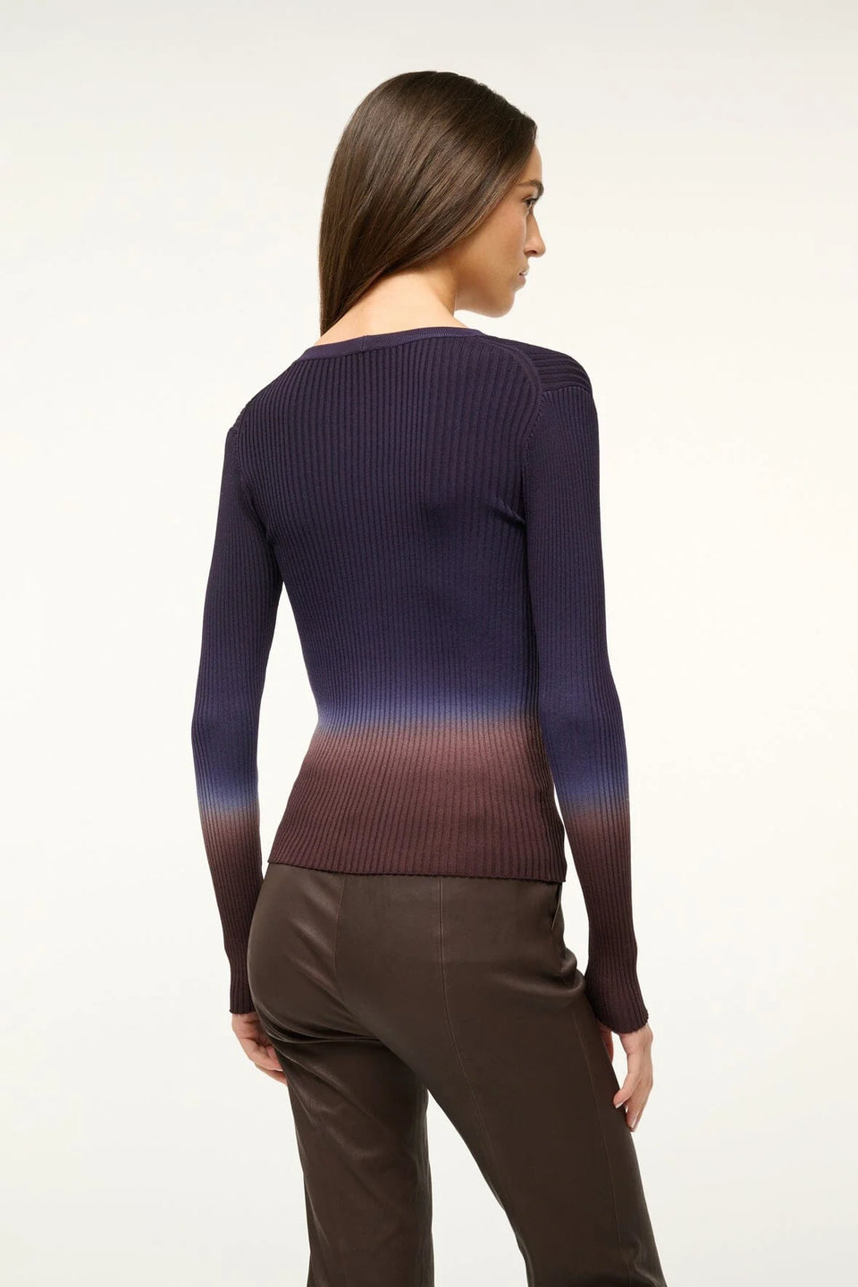 The STAUD Cargo Long-sleeve Cardigan Sweater in Twilight Dip Dye | Shop Eleanor