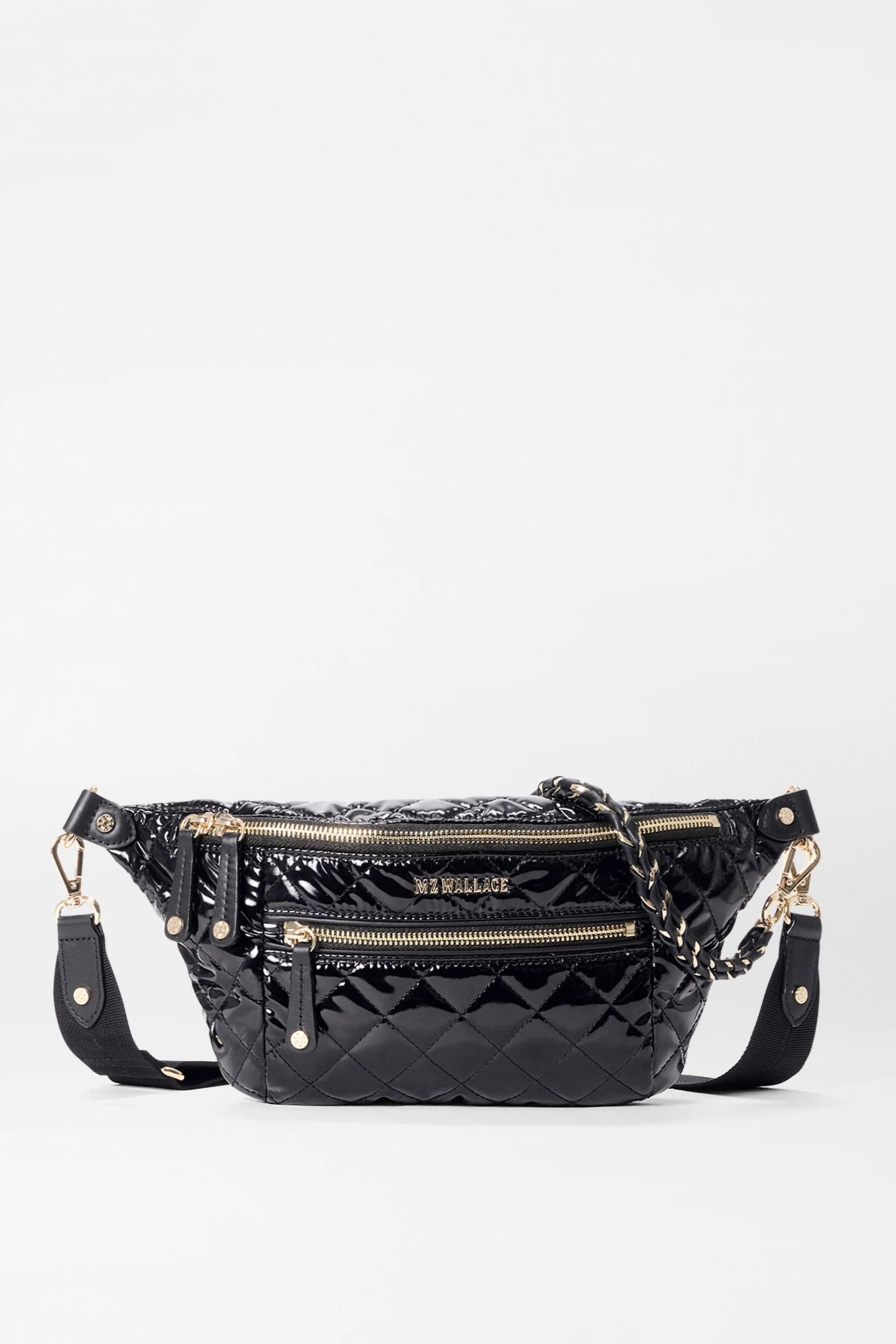 MZ Wallace Small Crosby Crossbody in Black Lacquer | Shop Eleanor