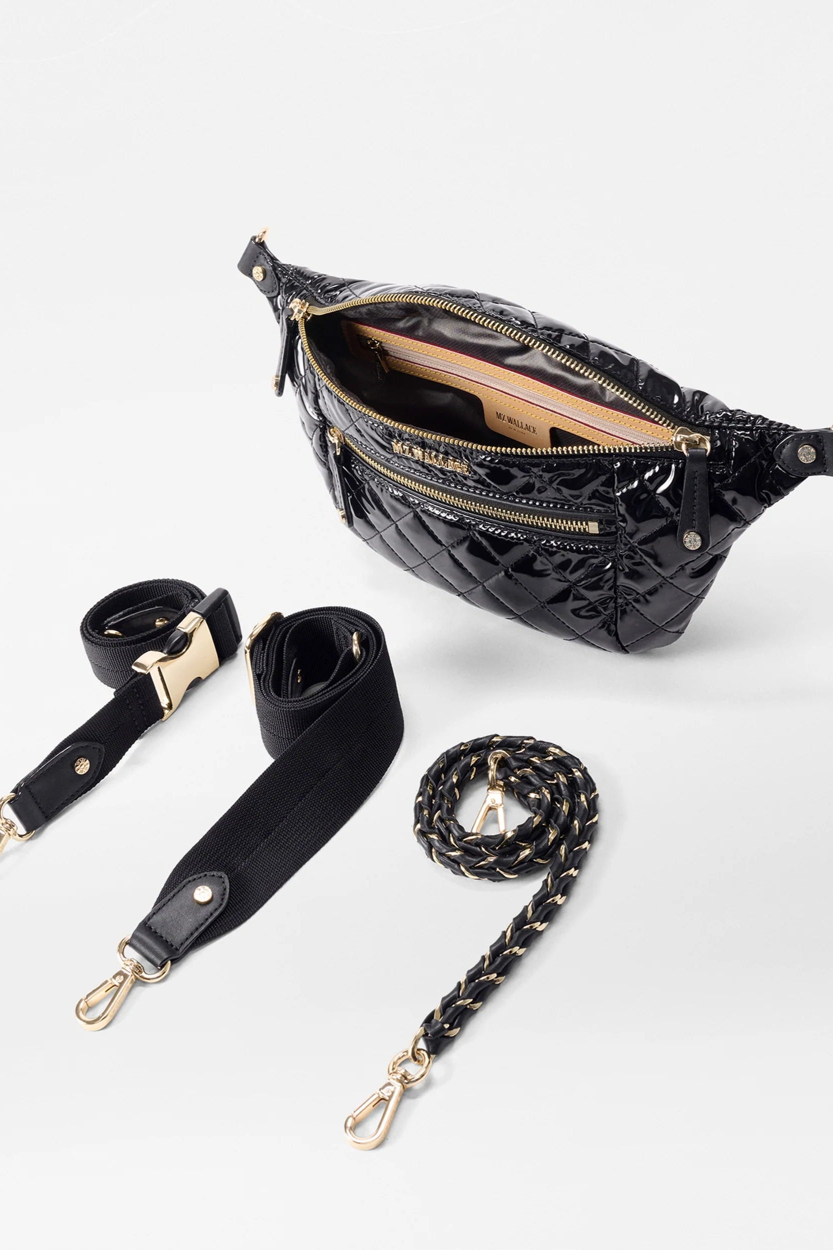 MZ Wallace Small Crosby Crossbody in Black Lacquer | Shop Eleanor