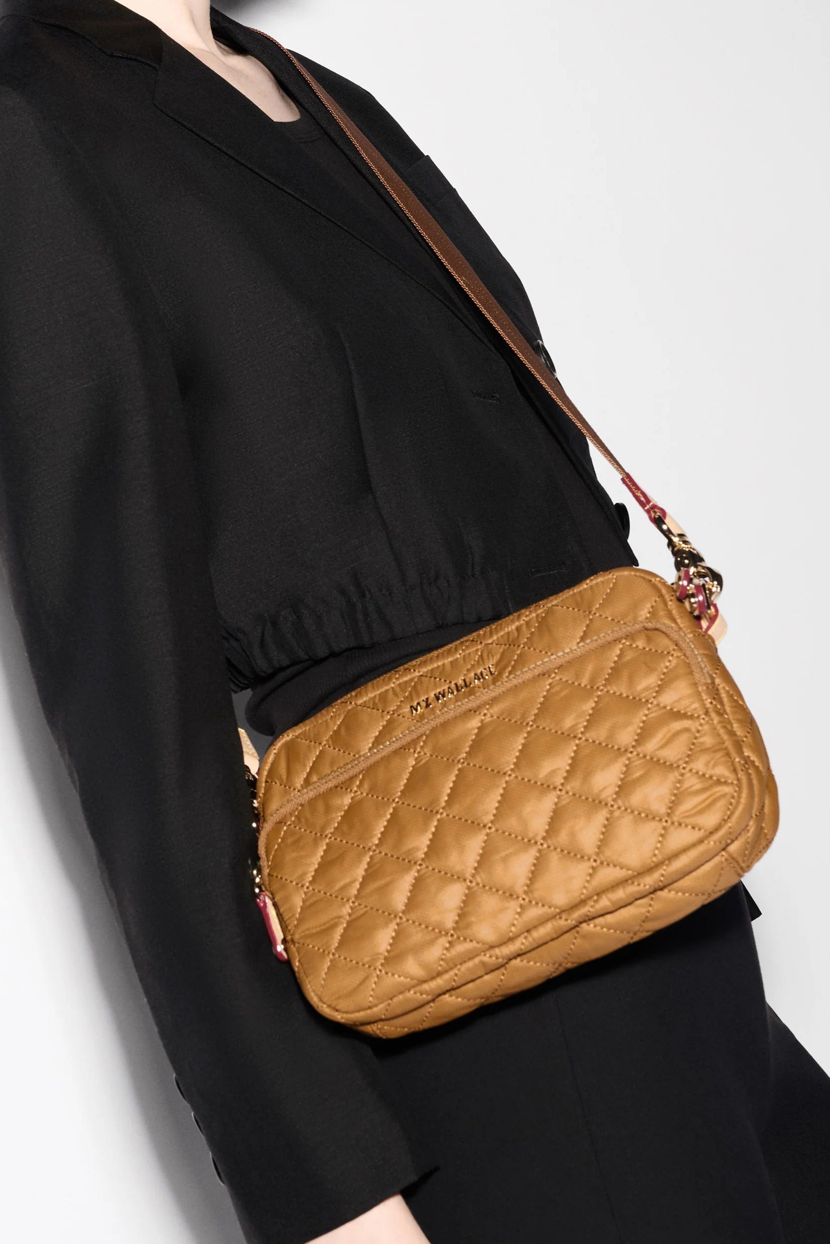 MZ Wallace Small Metro Crossbody Camera Bag in Amber Brown | Shop Eleanor - Women's Luxury Handbags