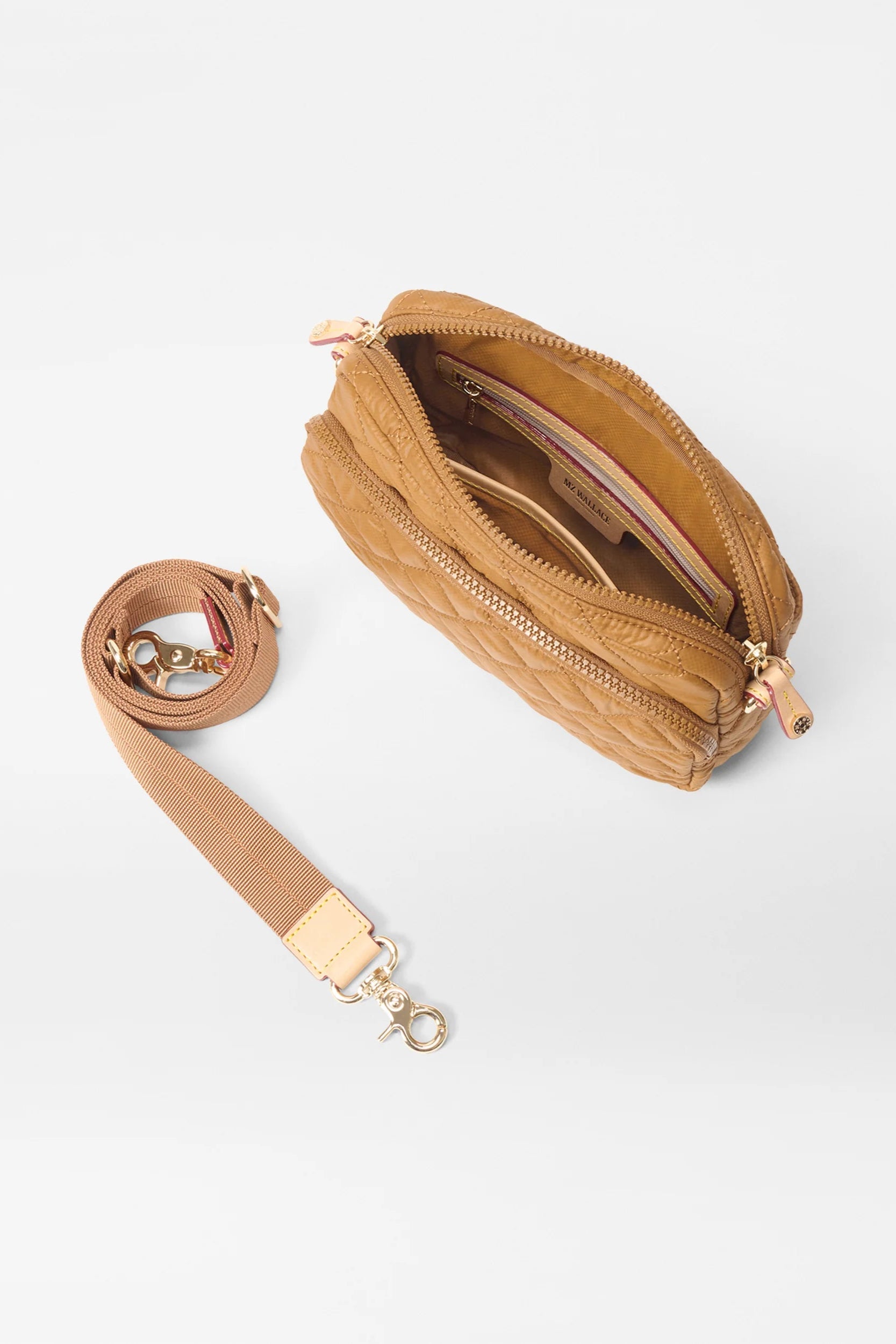 MZ Wallace Small Metro Camera Bag with Adjustable and Detachable Strap in Amber | Shop Eleanor