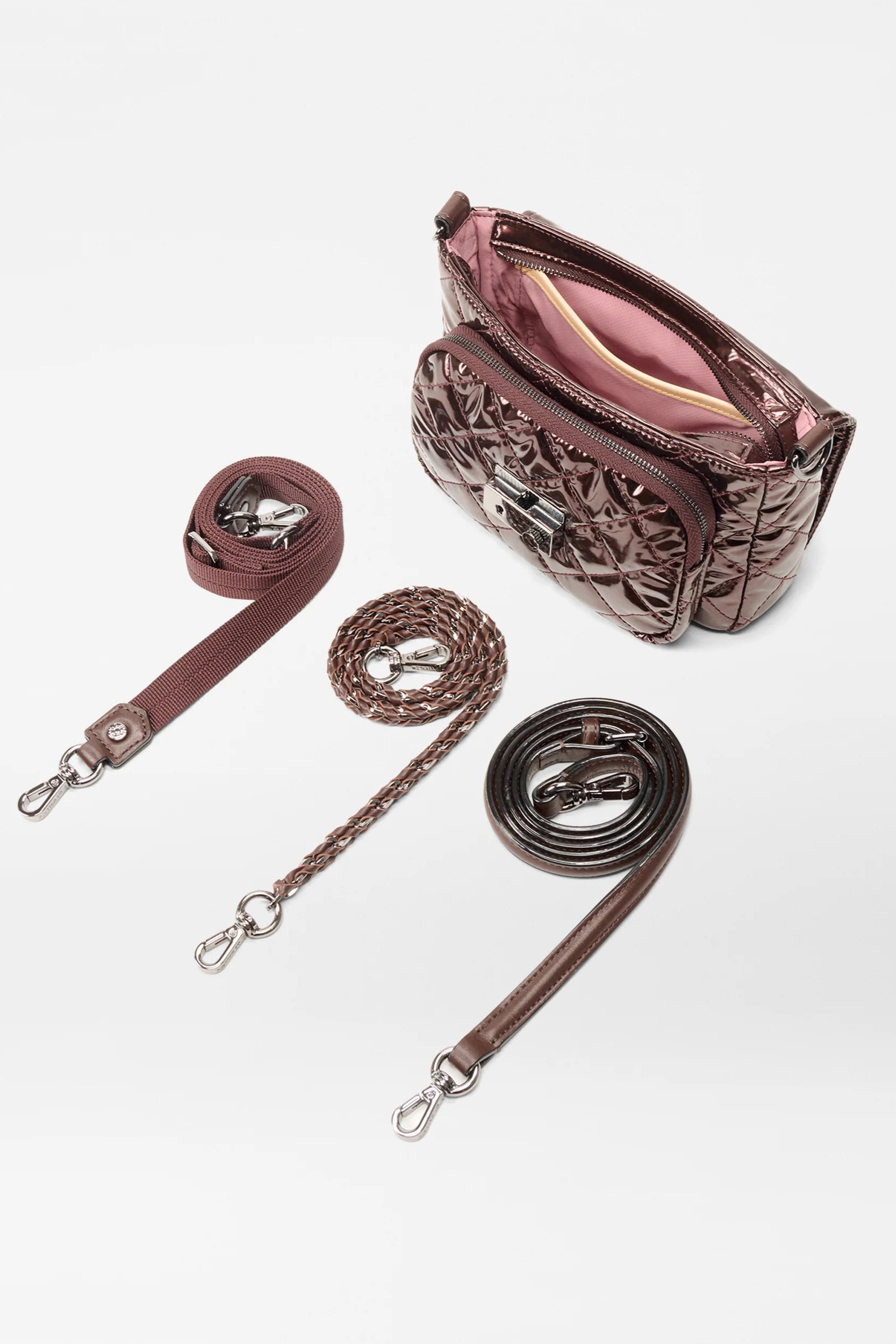 Small Crosby Lock Crossbody - Bordeaux Lacquer