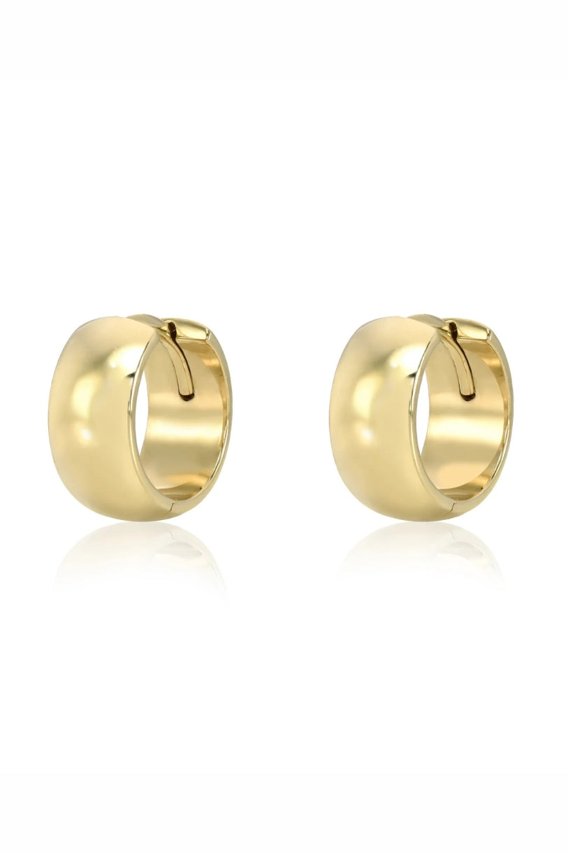 5mm wide, 11mm diameter, solid 18k gold, sold as a pair
