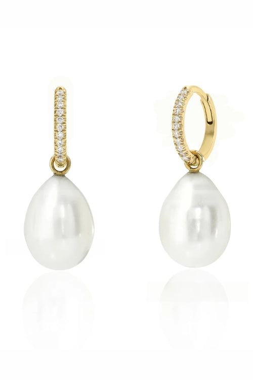 Stacy Nolan 18k Gold Teardrop Pearl Hoop Charms | Shop Eleanor