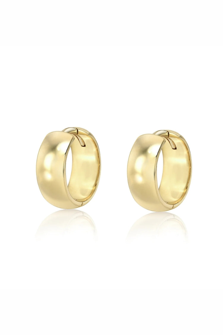 18k Gold Wide Huggie Hoops - 13mm | Shop Eleanor - Women's Jewelry