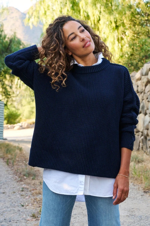 Frank & Eileen Pebble Beach Sweater in Marine | Shop Eleanor