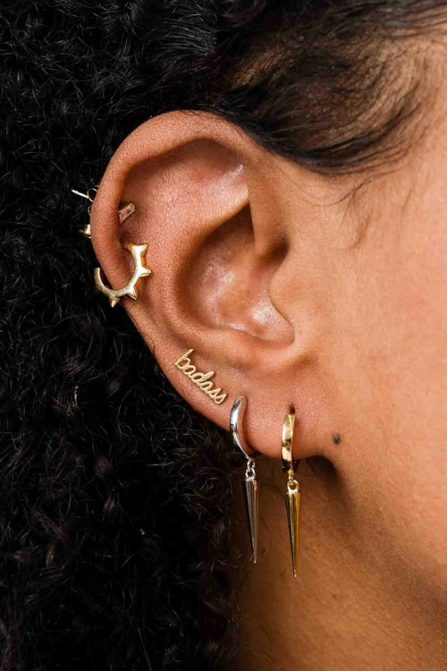 Badass Script Earring - Gold