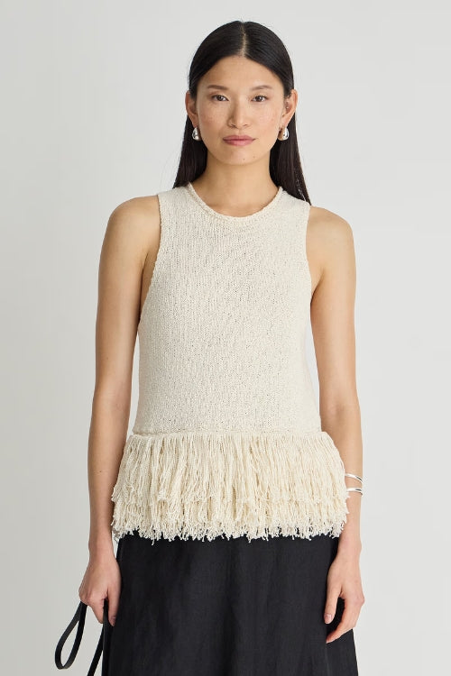Apiece Apare Maeve Fringe Tank in Creme | Shop Eleanor
