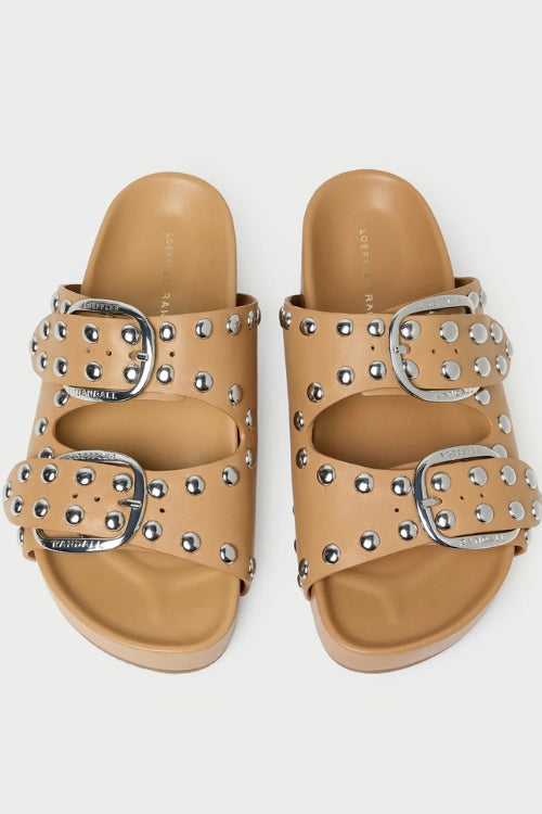 Loeffler Randal Joni Khaki Studded Sandal | Shop Eleanor
