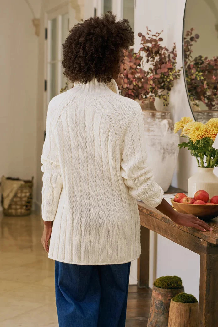 Frank & Eileen Cotswolds Raglan Sleeve Textured Cardigan Sweater in Off-White | Shop Eleanor