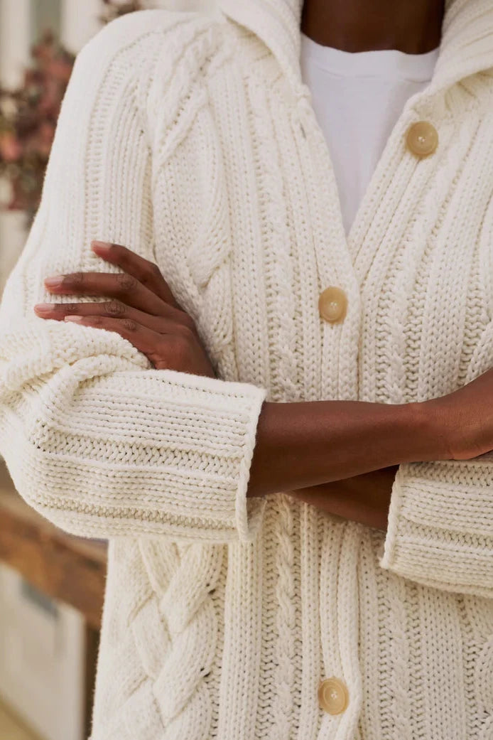 Frank & Eileen Cotswolds Pure Italian Cotton Cardigan in Ivory | Shop Eleanor - Women's Online Luxury Clothing Boutique in Louisville, CO