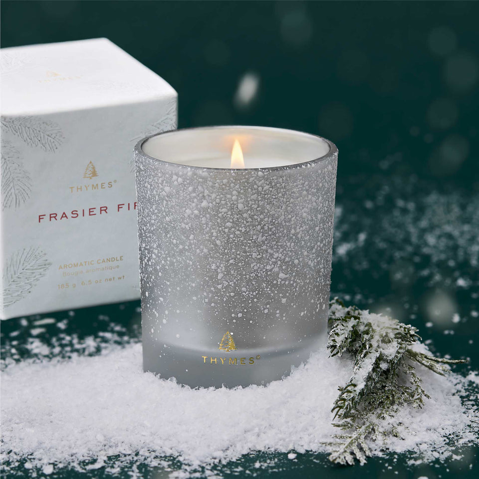 Thymes Silver Flocked Candle 6.5oz | Shop Eleanor