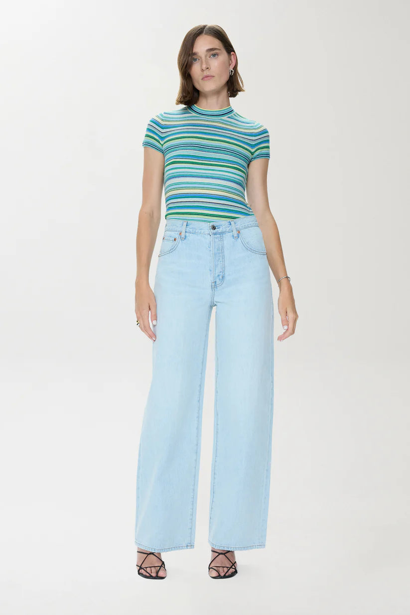 Pistola Selene Short Sleeve Sweater Tee in Blue Multi | Shop Eleanor