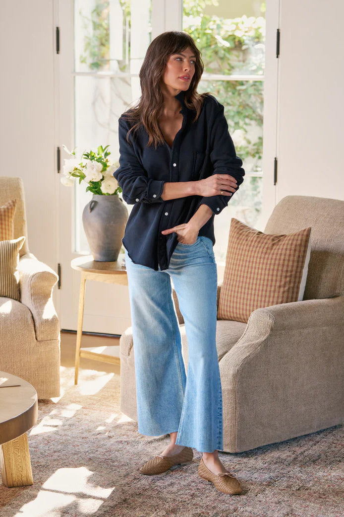 Frank & Eileen Eileen Triple Fleece Button-Up in Navy | Shop Eleanor