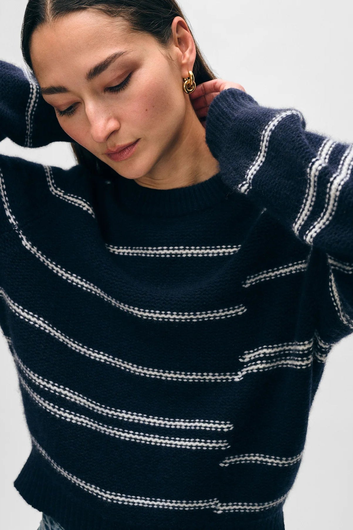 White + Warren Broken Stripe Crewneck Sweater | Shop Eleanor