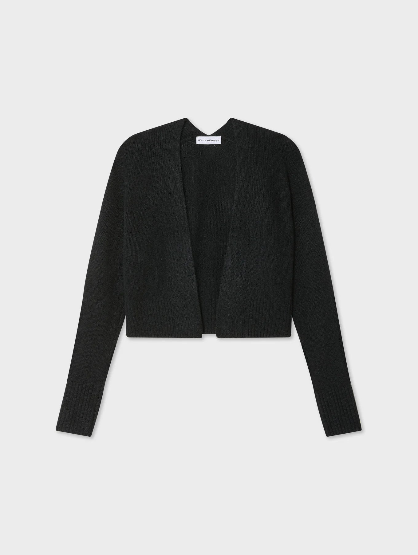 White + Warren Lightweight Open Front Cashmere Cardigan in Black | Shop Eleanor