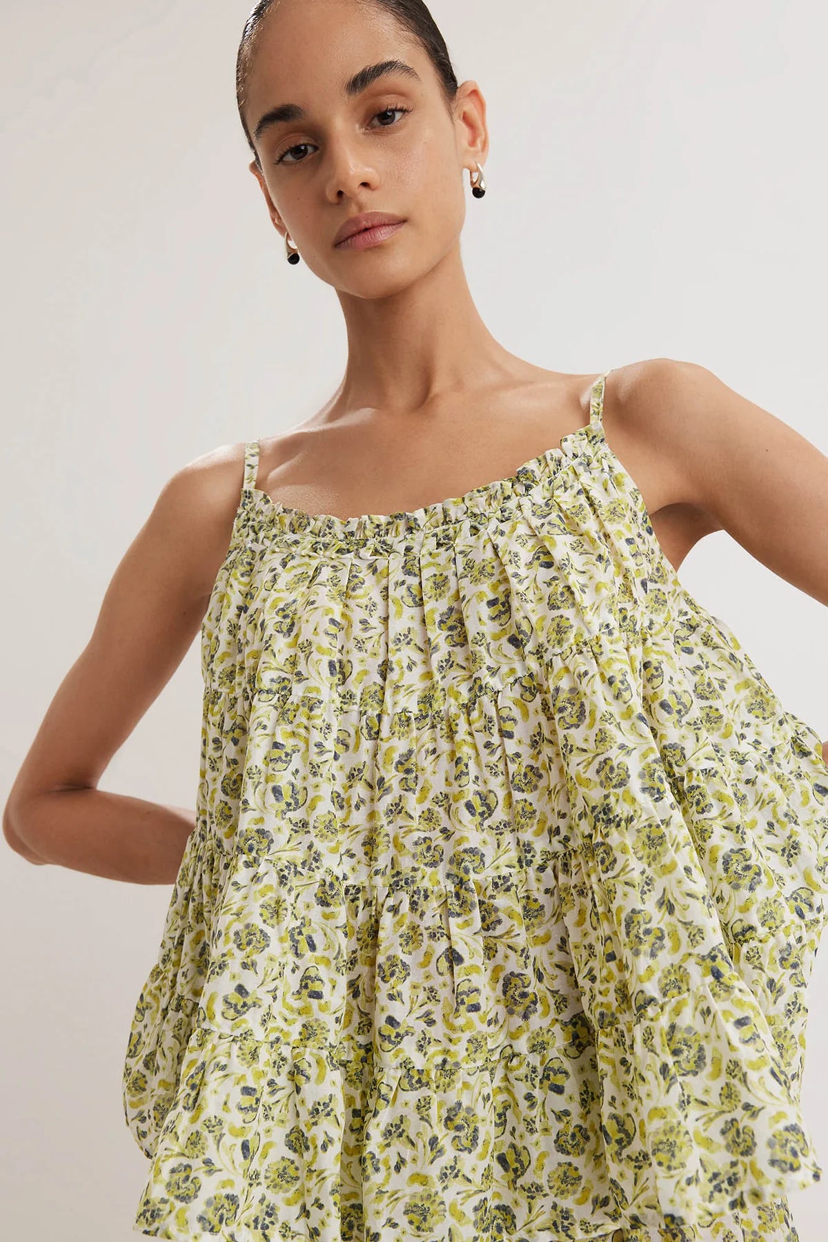 Merlette Saaz Top in Lime Floral Print | Shop Eleanor - Women's Luxury Apparel in Boulder, CO