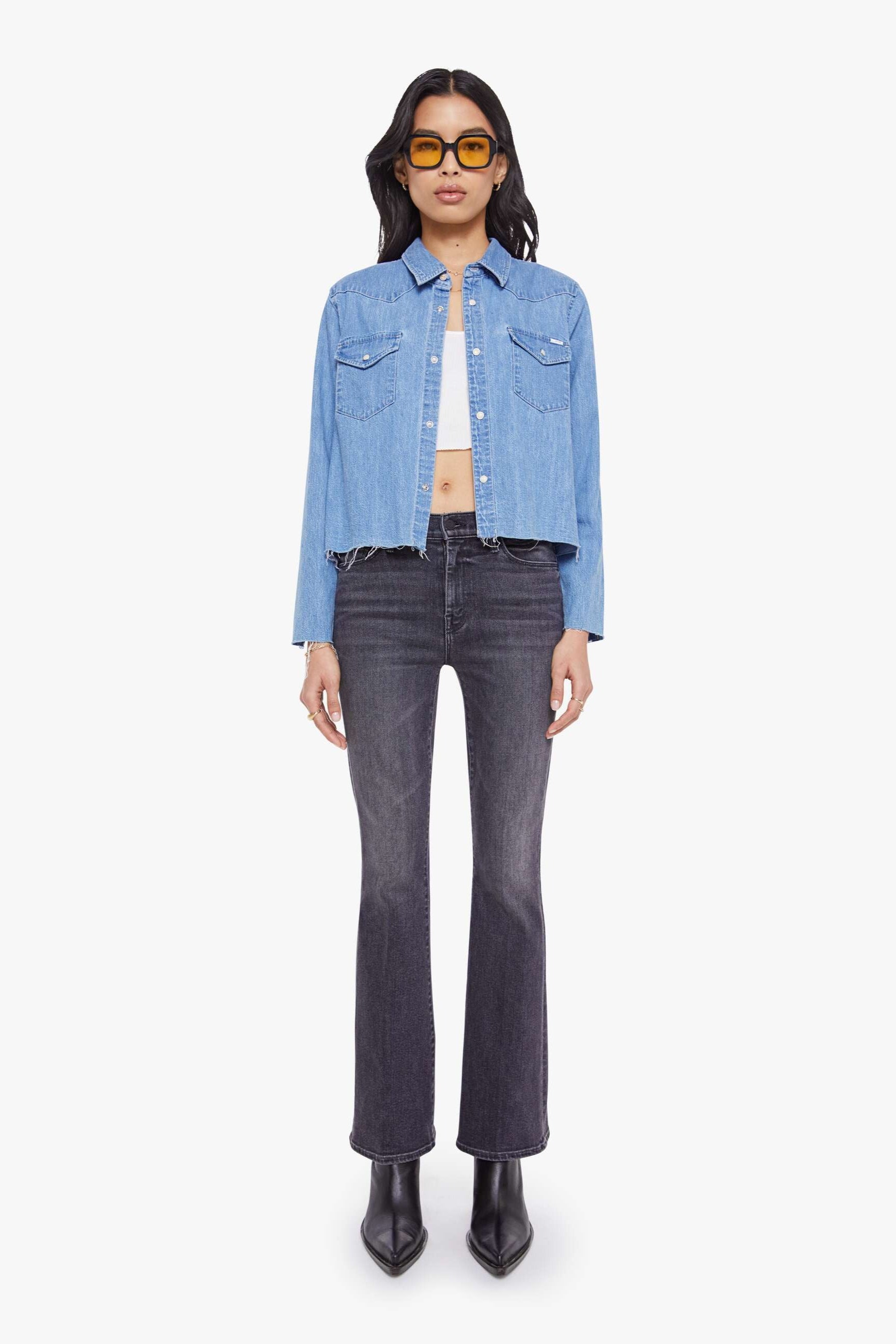 Mother The Super Exes Crop Step Fray Denim Jacket | Shop Eleanor