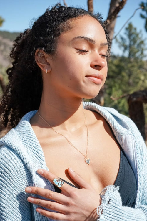Ombre Aquamarine + Diamond Heart