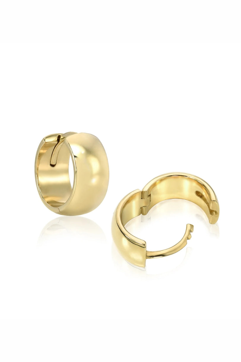5mm wide, 11mm diameter, solid 18k gold, sold as a pair
