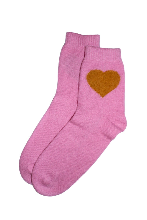 Jumper 1234 Heart Socks in Candy Pink/Spicy Mustard | Shop Eleanor - Women's Online Luxury Boutique based in Colorado