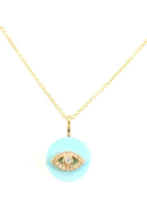 Leela Grace Jewelry Diamond Turquoise Evil Eye Necklace | Shop Eleanor