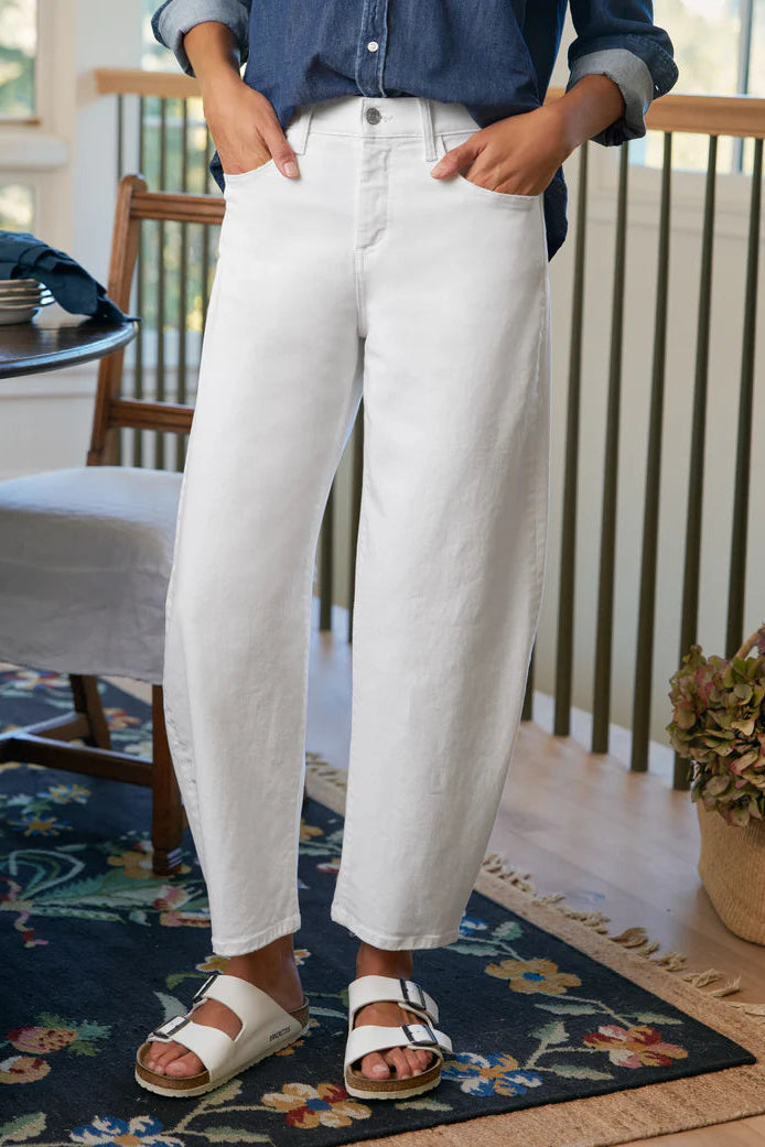 Frank & Eileen Brennan Barrel Denim Jean in White | Shop Eleanor - Women's Luxury Apparel Boutique in Louisville, CO