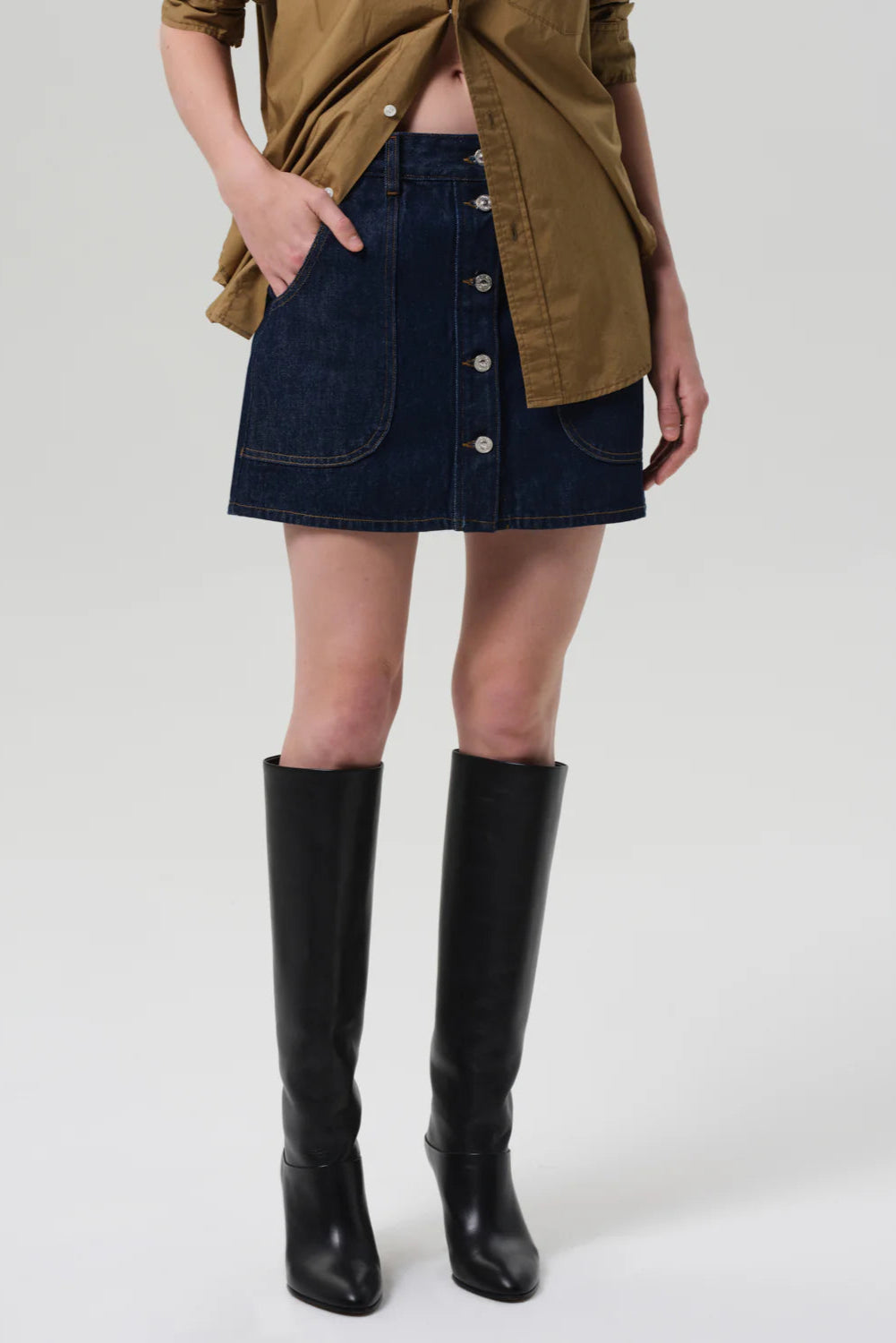 ★FRITUR★ Curved Dot Pocket Skirt Navy Golf Women's Tennis Skirts Athletic with Pockets Navy Blue