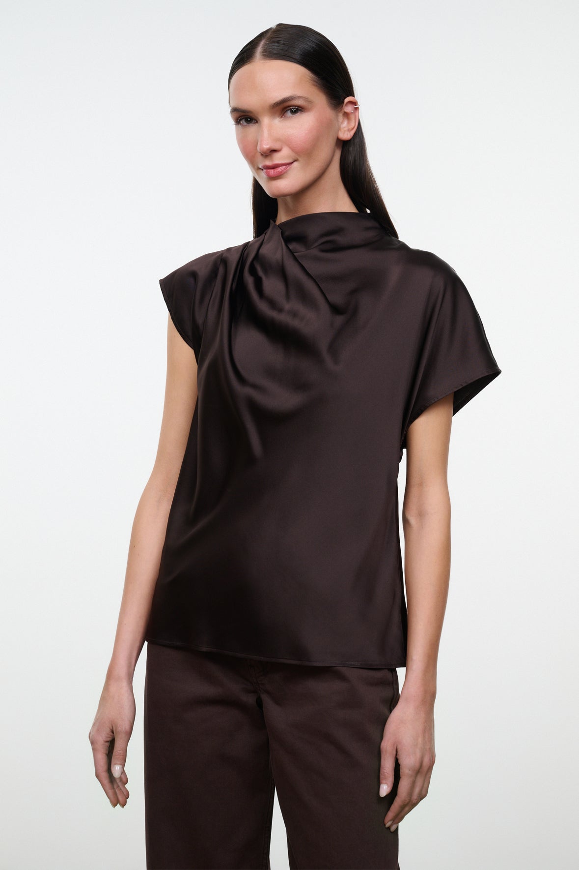Davina Silk Top in Earth | Shop Eleanor 