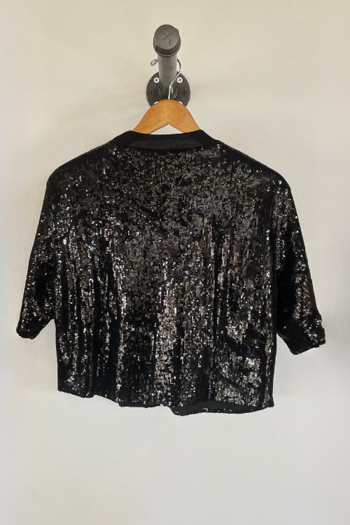 black sequint shirt top