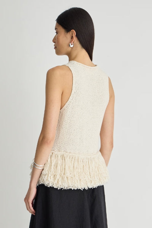 Apiece Apare Maeve Fringe Tank in Creme | Shop Eleanor