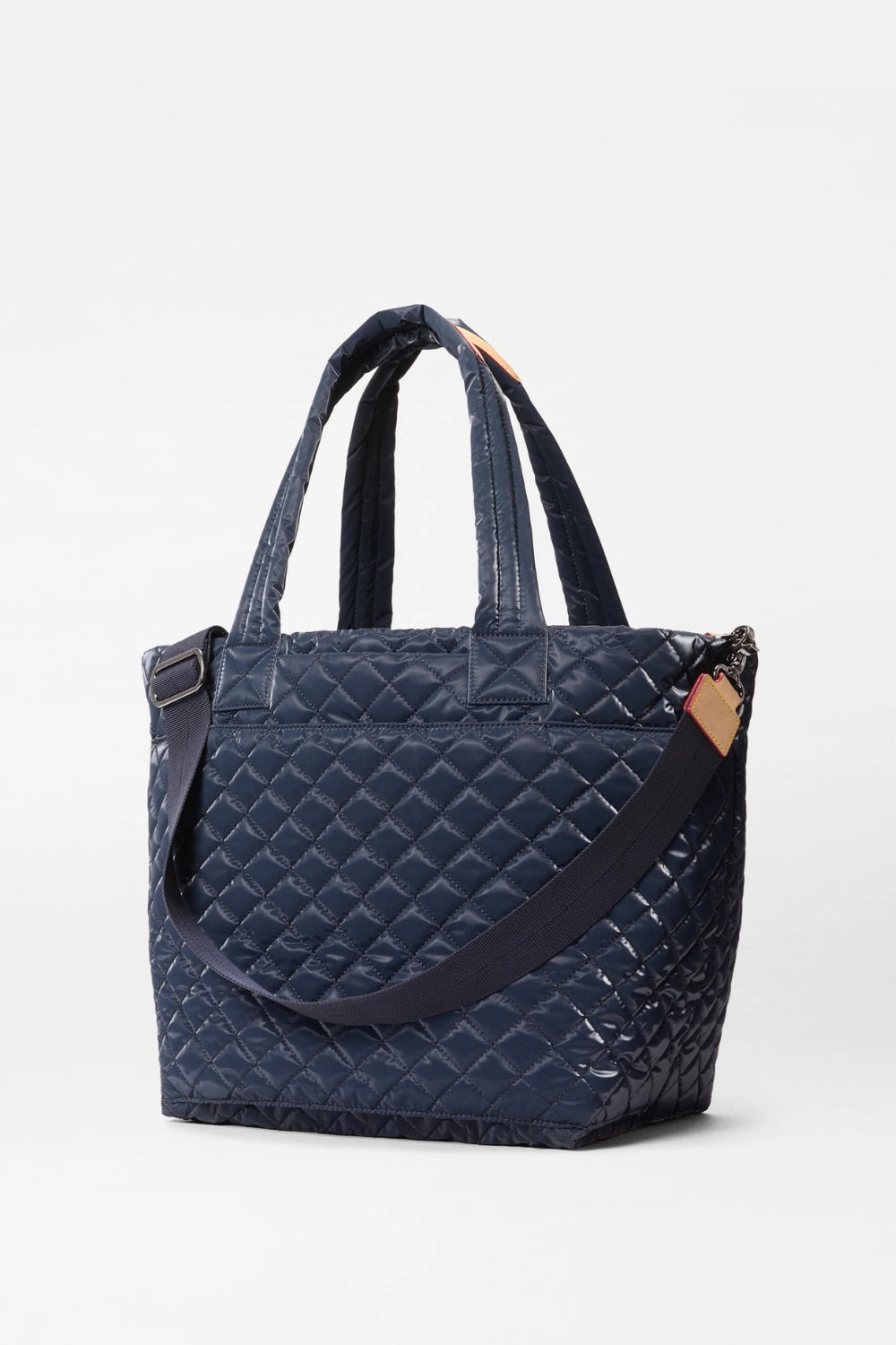 MZ Wallace Medium Padded Italian Leather Tote Bag in Ink Liquid | Shop Eleanor