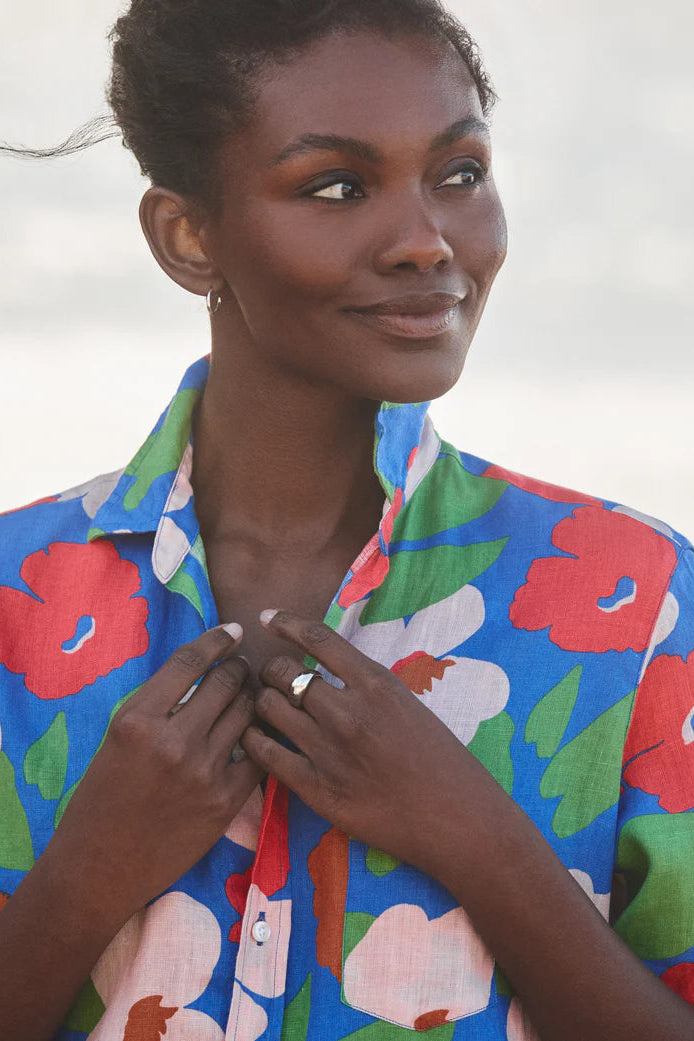Frank & Eileen Button-up in Bright Blue Floral | Shop Eleanor