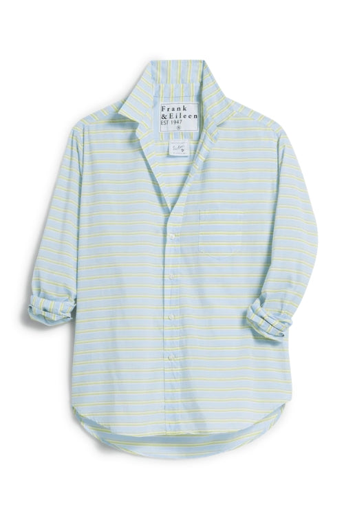 Frank & Eileen Summer Button Up Shirt in Blue/Chartreuse Stripe | Shop Eleanor