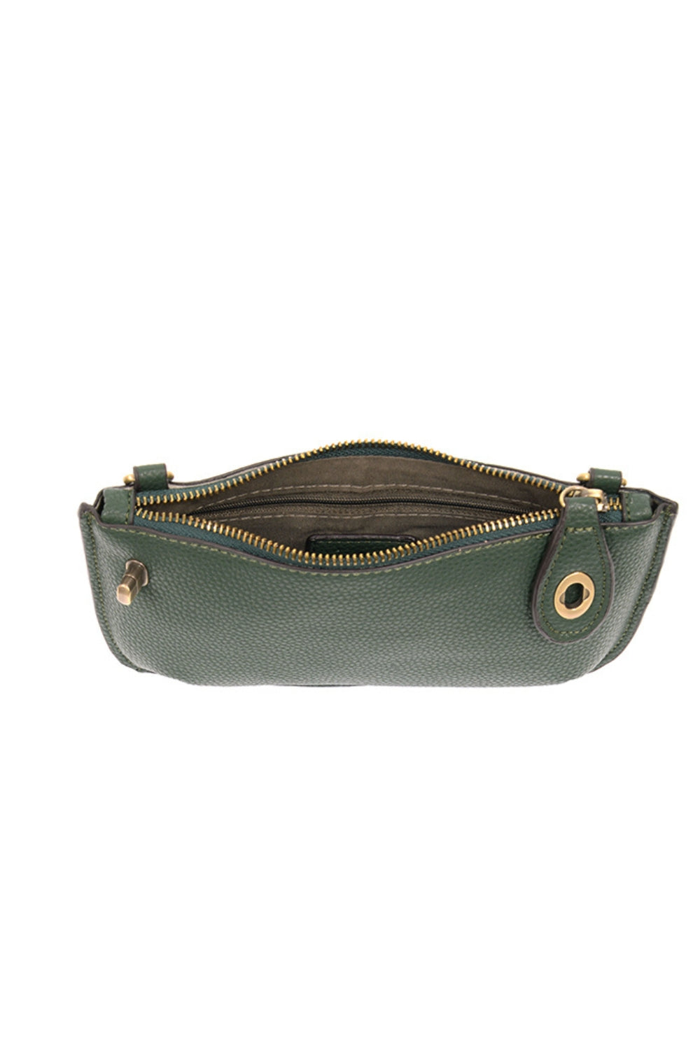 faux leather deep green clutch with adjustable shoulder strap
