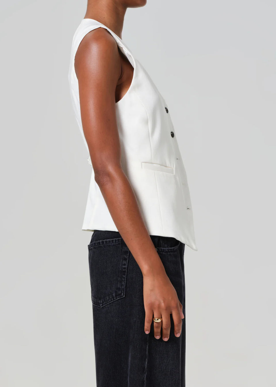 Citizens of Humanity Jasmin Long Vest Side View in Pashmina | Shop Eleanor