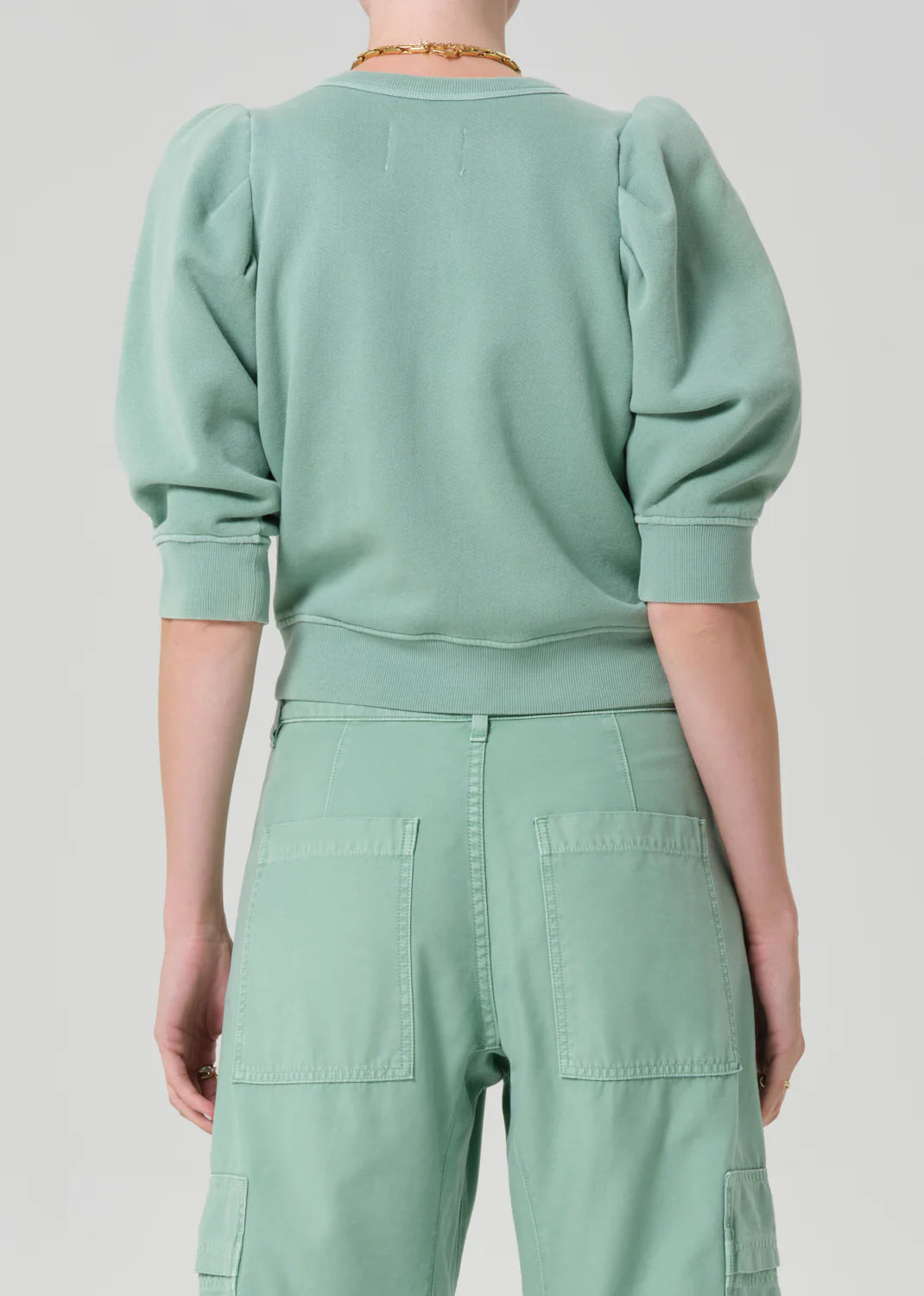 princess sleeve mint green sweatshirt