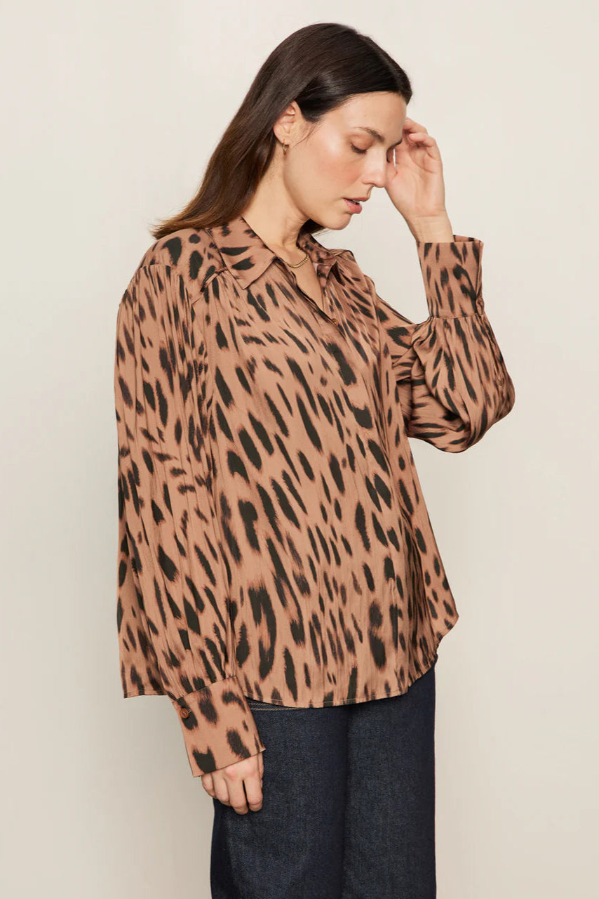The Sanctuary Colette Button Front Top in Cheetah Print | Shop Eleanor - Women's Casual Luxury