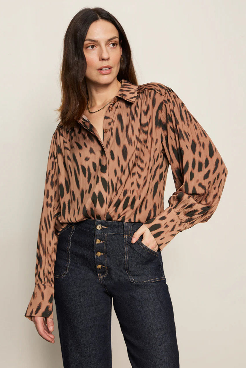 The Sanctuary Rebel Button Front Top in Cheetah | Shop Eleanor
