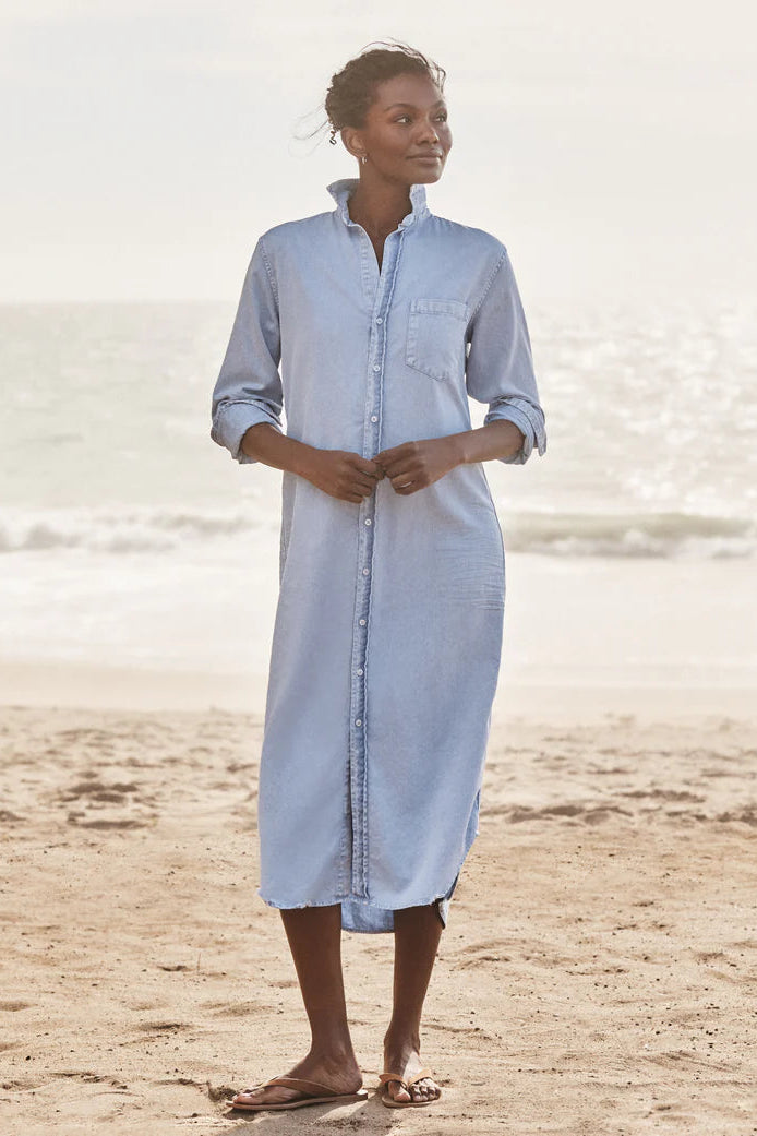 Frank & Eileen Rory Denim Maxi Dress in Pool Water Blue | Shop Eleanor